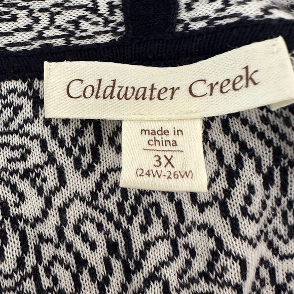 Coldwater Creek Cardigan Sweater Size 3X Navy Blue White Abstract Button Office - Picture 7 of 10